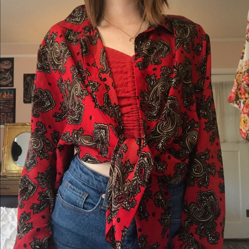 Silky paisley button down shirt